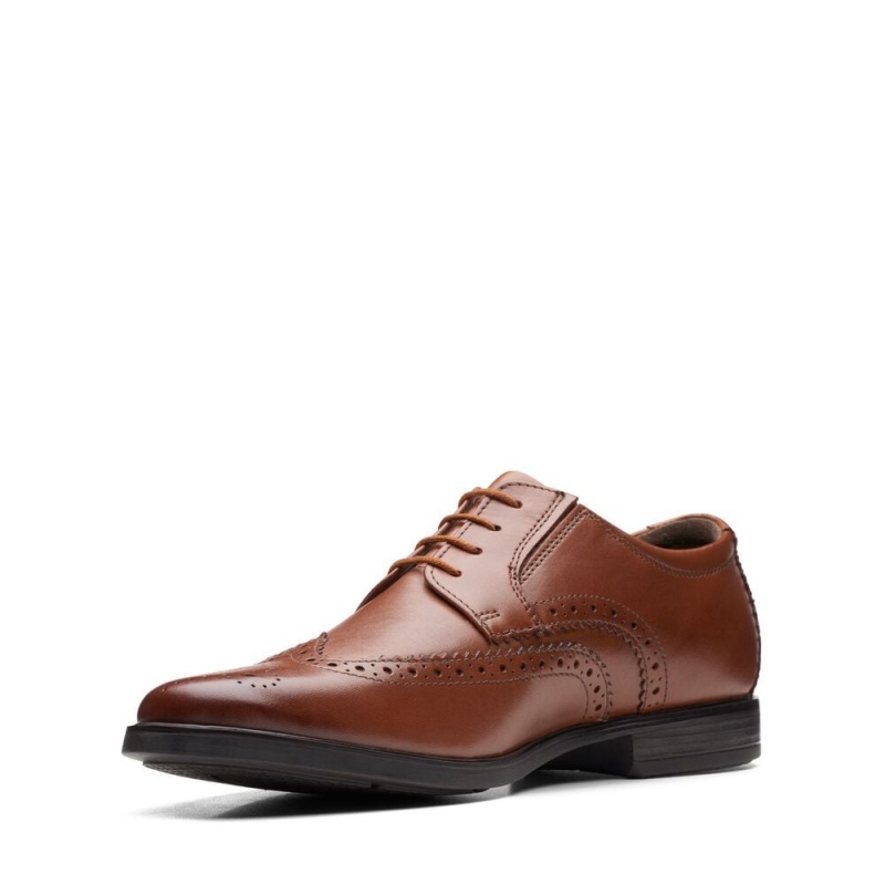 Pánské Společenské Boty Clarks Howard Wing Tmavě Hnědé | CZ-648093